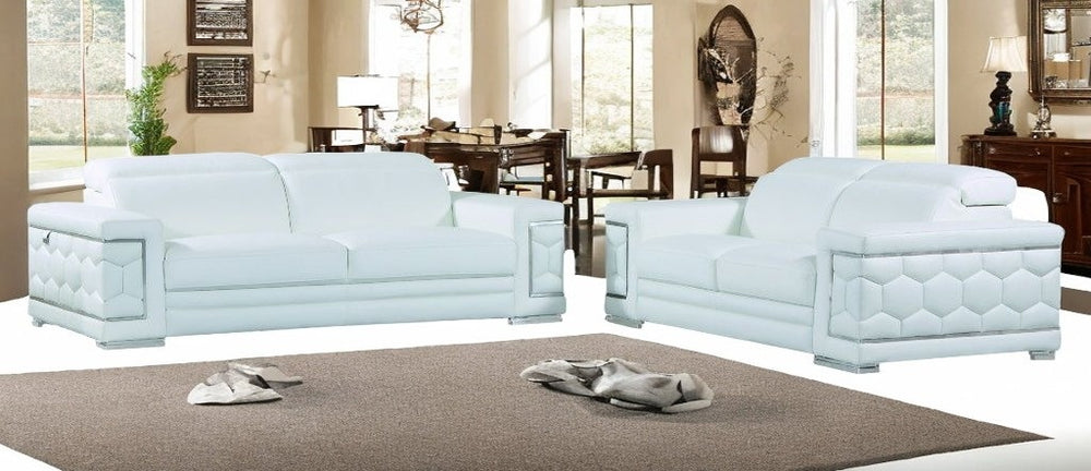 Homeroots Two Piece Indoor White Italian Leather Five Person Seating Set White  343843