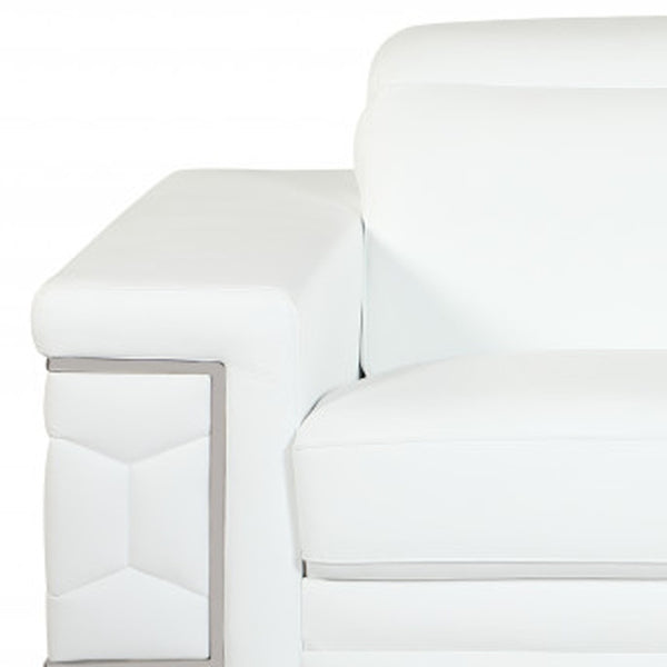 Homeroots Two Piece Indoor White Italian Leather Five Person Seating Set White  343843