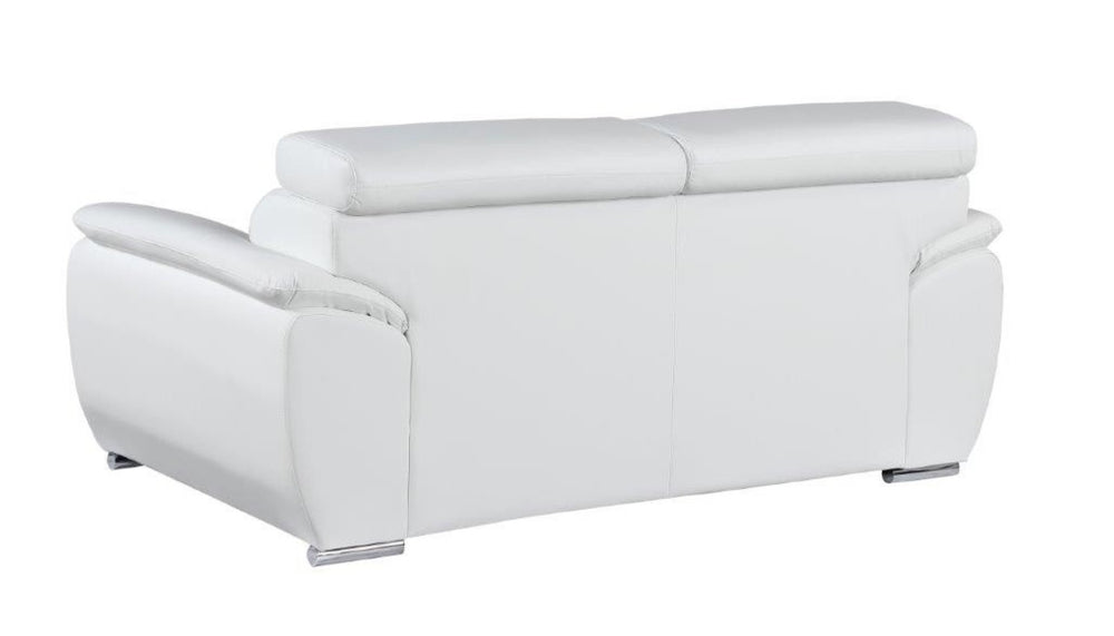 HomeRoots Two Piece Indoor White Leather Seating Set for 5 - Modern Comfort with Stylish Design & Supportive Style 343849