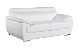 Homeroots Two Piece Indoor White Genuine Leather Five Person Seating Set White  343849