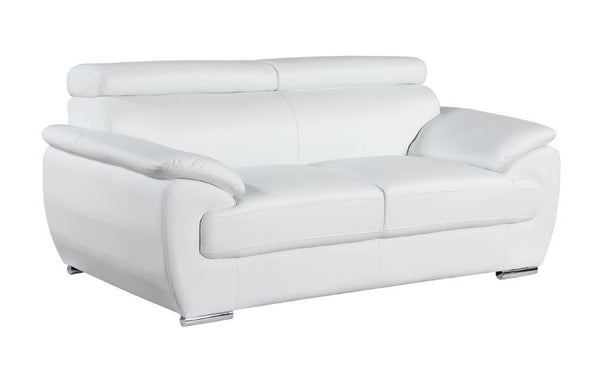 Homeroots Two Piece Indoor White Genuine Leather Five Person Seating Set White  343849