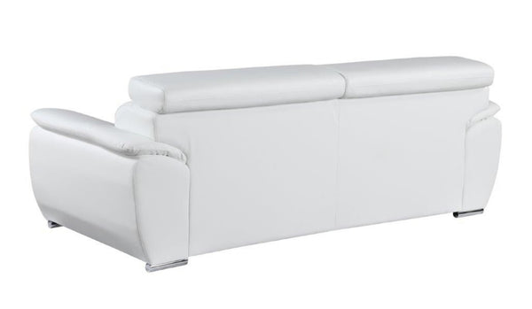 HomeRoots Two Piece Indoor White Leather Seating Set for 5 - Modern Comfort with Stylish Design & Supportive Style 343849