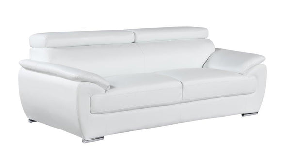 Homeroots Two Piece Indoor White Genuine Leather Five Person Seating Set White  343849