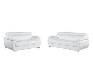 Homeroots Two Piece Indoor White Genuine Leather Five Person Seating Set White  343849