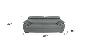 Homeroots Two Piece Indoor Gray Genuine Leather Five Person Seating Set Grey  343850