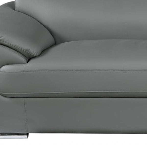 Homeroots Two Piece Indoor Gray Genuine Leather Five Person Seating Set Grey  343850