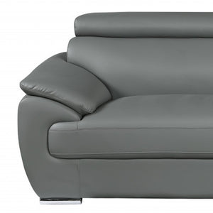 Homeroots Two Piece Indoor Gray Genuine Leather Five Person Seating Set Grey  343850