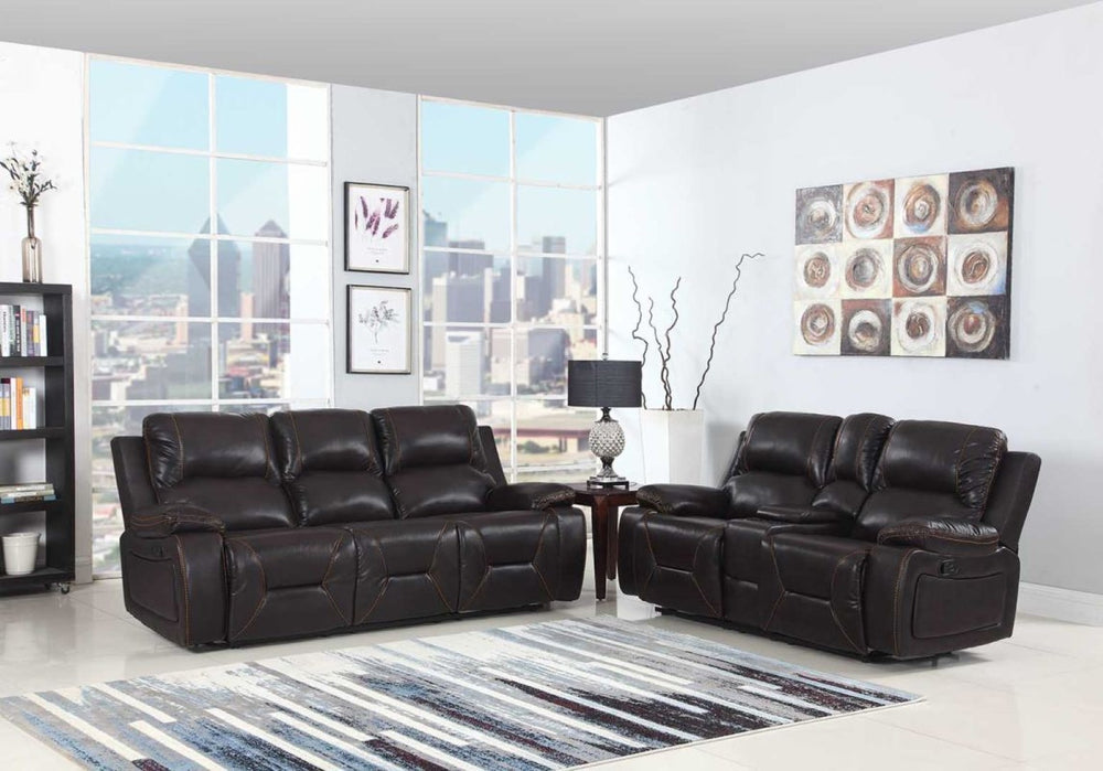 HomeRoots Three Piece Indoor Faux Leather Seating Set for Six - Stylish, Comfortable & Durable Recliners 89'' X 40''  X 40'' 343853