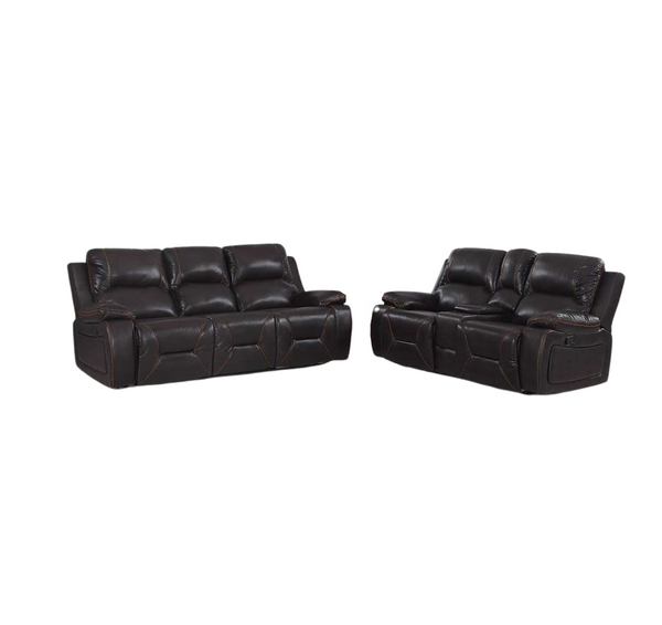 Homeroots Two Piece Indoor Brown Faux Leather Five Person Seating Set   343853