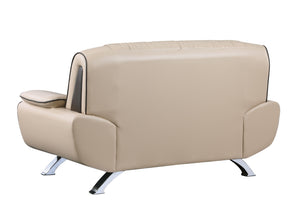 Homeroots Two Piece Indoor Beige Genuine Leather Five Person Seating Set   343856