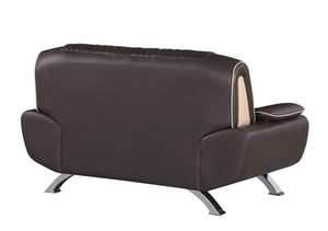 Homeroots Two Piece Indoor Brown Genuine Leather Five Person Seating Set   343857