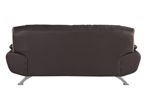 Homeroots Two Piece Indoor Brown Genuine Leather Five Person Seating Set   343857