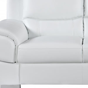 Homeroots Two Piece Indoor White Genuine Leather Five Person Seating Set White  343861