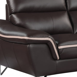 Homeroots Two Piece Indoor Brown Genuine Leather Five Person Seating Set   343863