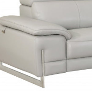 Homeroots Two Piece Indoor Light Gray Italian Leather Five Person Seating Set Light Grey  343867