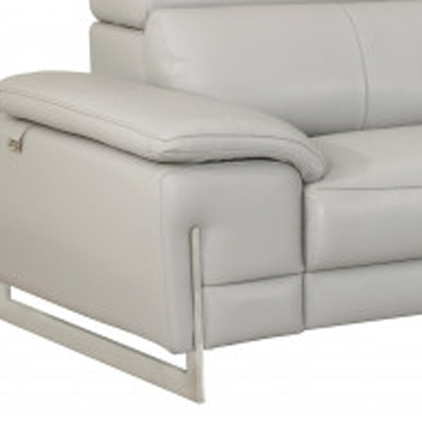 Homeroots Two Piece Indoor Light Gray Italian Leather Five Person Seating Set Light Grey  343867