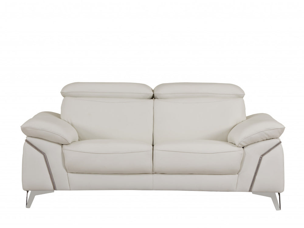 Homeroots Two Piece Indoor White Italian Leather Five Person Seating Set White  343868