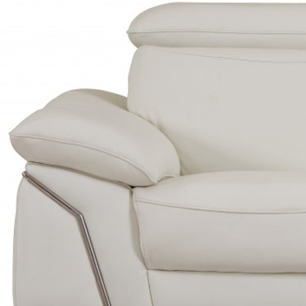 Homeroots Two Piece Indoor White Italian Leather Five Person Seating Set White  343868