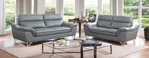 Homeroots Two Piece Indoor Gray Genuine Leather Five Person Seating Set   343870