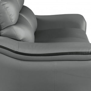 Homeroots Two Piece Indoor Gray Genuine Leather Five Person Seating Set   343870