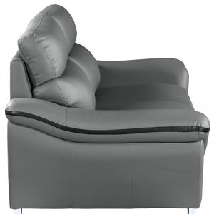 Homeroots Two Piece Indoor Gray Genuine Leather Five Person Seating Set   343870