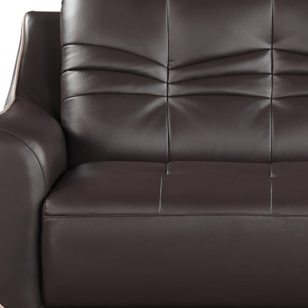HomeRoots Three Piece Indoor Brown Genuine Leather Seating Set for Six - Elegant Comfort for Any Space 61" X 39" X 36" 343871