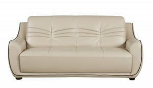 HomeRoots Three Piece Indoor Beige Genuine Leather Seating Set for Six - Timeless Comfort & Style 61" X 39" X 36" 343872