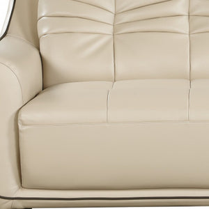 HomeRoots Three Piece Indoor Beige Genuine Leather Seating Set for Six - Timeless Comfort & Style 61" X 39" X 36" 343872