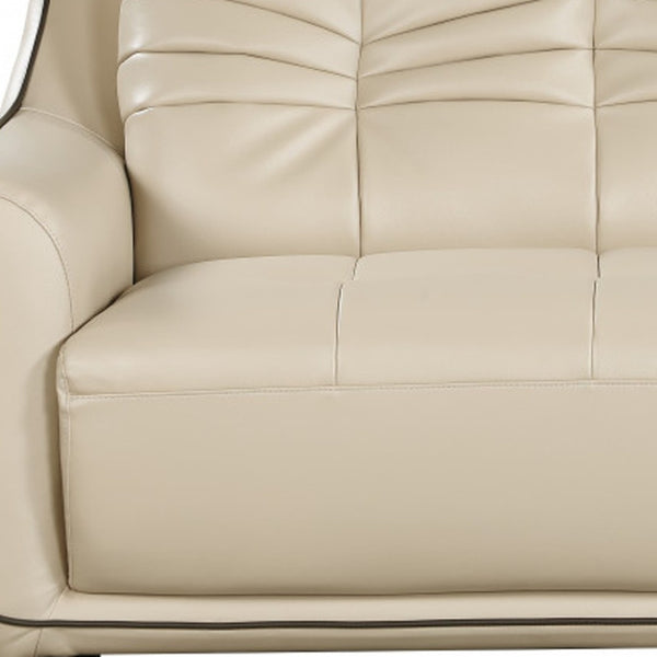 HomeRoots Three Piece Indoor Beige Genuine Leather Seating Set for Six - Timeless Comfort & Style 61" X 39" X 36" 343872