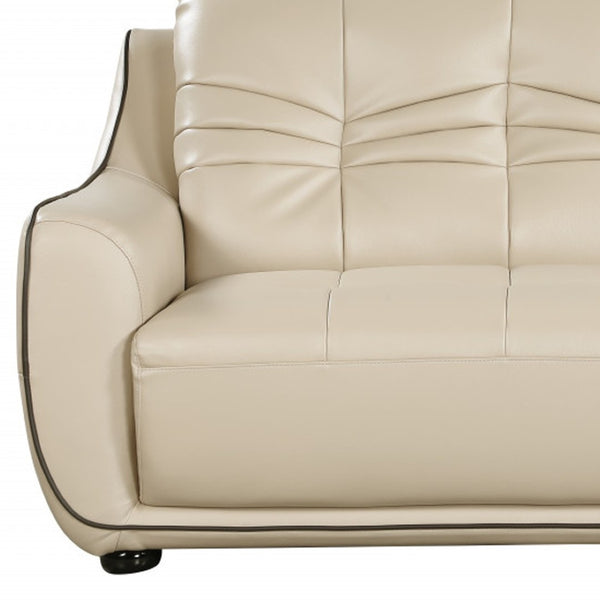 HomeRoots Three Piece Indoor Beige Genuine Leather Seating Set for Six - Timeless Comfort & Style 61" X 39" X 36" 343872