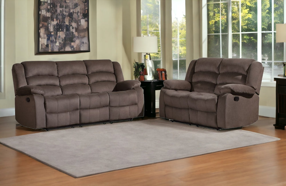 HomeRoots Two-Piece Indoor Brown Microsuede Seating Set for 5 - Cozy, Stylish Comfort & Easy Setup! 343875
