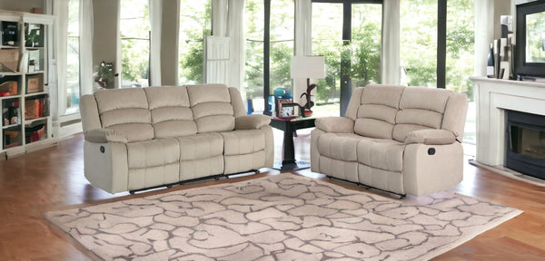 Homeroots Two Piece Indoor Beige Microsuede Five Person Seating Set Beige  343876
