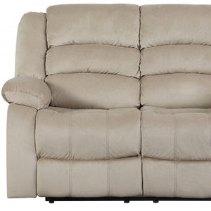 HomeRoots Two Piece Indoor Beige Microsuede Seating Set for 5 - Luxurious Comfort with Reclining Features 343876