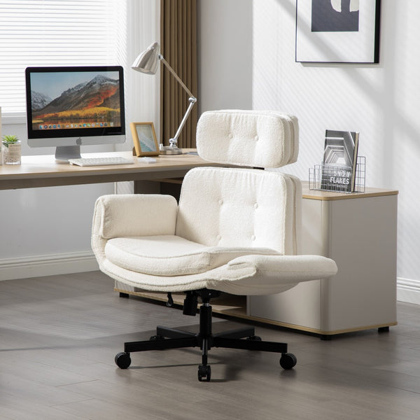 English Elm Criss Cross Wide Seat Pu Leather Swivel Task Chair with Removable Headrest W3118P404123