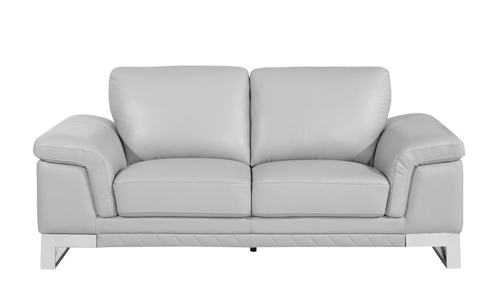 HomeRoots Two Piece Indoor Light Gray Italian Leather Seating Set for Five - Modern Comfort & Style! 343884