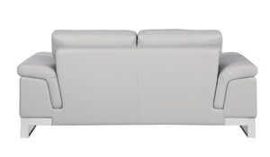 HomeRoots Two Piece Indoor Light Gray Italian Leather Seating Set for Five - Modern Comfort & Style! 343884