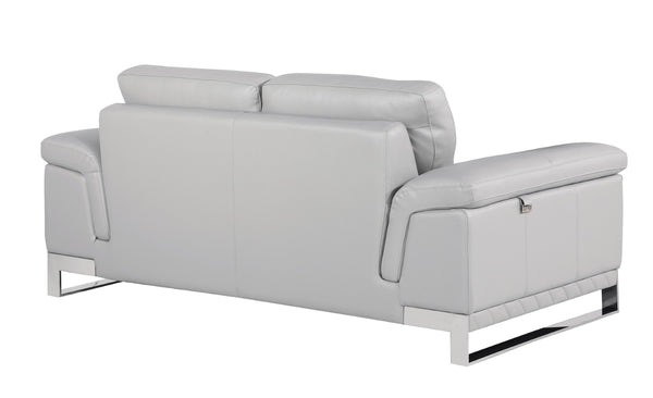 HomeRoots Two Piece Indoor Light Gray Italian Leather Seating Set for Five - Modern Comfort & Style! 343884