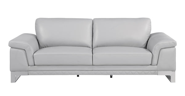 Homeroots Two Piece Indoor Light Gray Italian Leather Five Person Seating Set Light Grey  343884