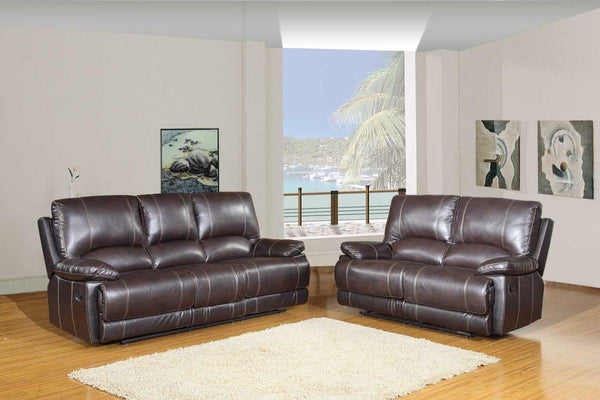 Homeroots Two Piece Indoor Brown Faux Leather Five Person Seating Set Brown  343890