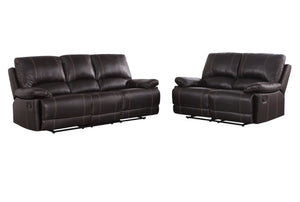 Homeroots Two Piece Indoor Brown Faux Leather Five Person Seating Set Brown  343890