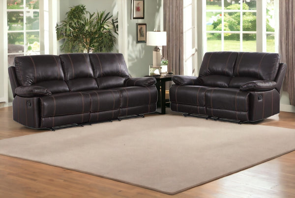 Homeroots Two Piece Indoor Brown Faux Leather Five Person Seating Set Brown  343890