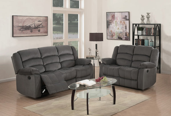 Homeroots Two Piece Indoor Gray Microsuede Five Person Seating Set Grey  343891