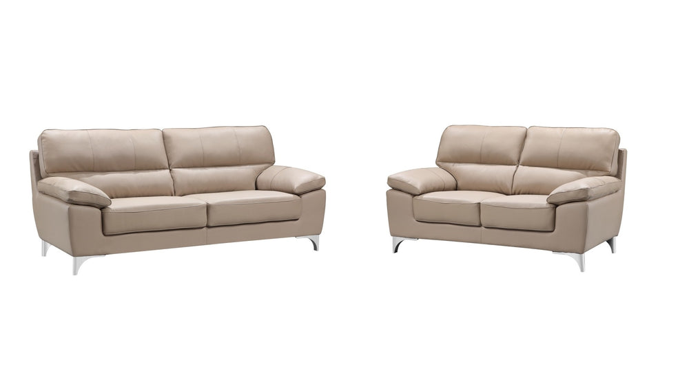 Homeroots Two Piece Indoor Beige Faux Leather Five Person Seating Set   343897