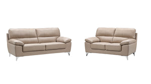 Homeroots Two Piece Indoor Beige Faux Leather Five Person Seating Set   343897