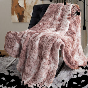 English Elm Ruched Faux Fur Throw - Luxurious, Soft, And Stylish Blanket For Cozy Living Room & Bedroom Decor B035P243959-GIGA