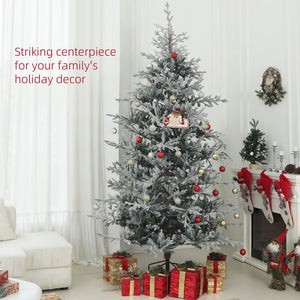 English Elm Homcom 9Ft Snow-Flocked Artificial Christmas Tree With 1939 Tips, Easy Assembly & Sturdy Metal Stand W2225P249628