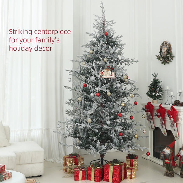 English Elm Homcom 9Ft Snow-Flocked Artificial Christmas Tree With 1939 Tips, Easy Assembly & Sturdy Metal Stand W2225P249628