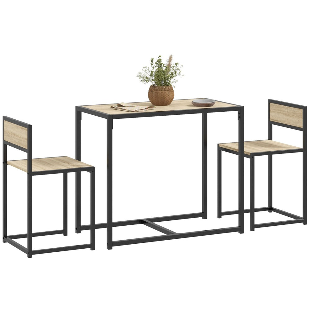 English Elm Homcom Industrial 3 Piece Dining Set Steel Legs Mdf Top Compact Kitchen Seating Oak W2225P229083