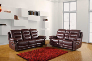 Homeroots Two Piece Indoor Burgundy Faux Leather Five Person Seating Set Burgandy  343902