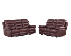 Homeroots Two Piece Indoor Burgundy Faux Leather Five Person Seating Set Burgandy  343902